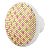 ピンクのスイカと黄色のストライプ夏のパターン セラミックノブ (右)