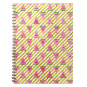 ピンクのスイカと黄色のストライプ夏のパターン ノートブック (正面)