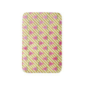 ピンクのスイカと黄色のストライプ夏のパターン バスマット (正面縦)