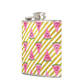 ピンクのスイカと黄色のストライプ夏のパターン フラスク (左)