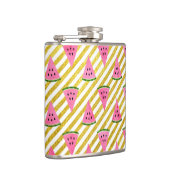 ピンクのスイカと黄色のストライプ夏のパターン フラスク (右)