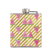 ピンクのスイカと黄色のストライプ夏のパターン フラスク (裏面)