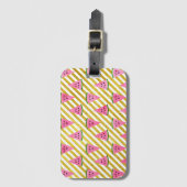 ピンクのスイカと黄色のストライプ夏のパターン ラゲッジタグ (正面縦)