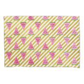 ピンクのスイカと黄色のストライプ夏のパターン 枕カバー (正面)