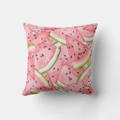 ピンクのスイカのスライスのパターン クッション (裏面)