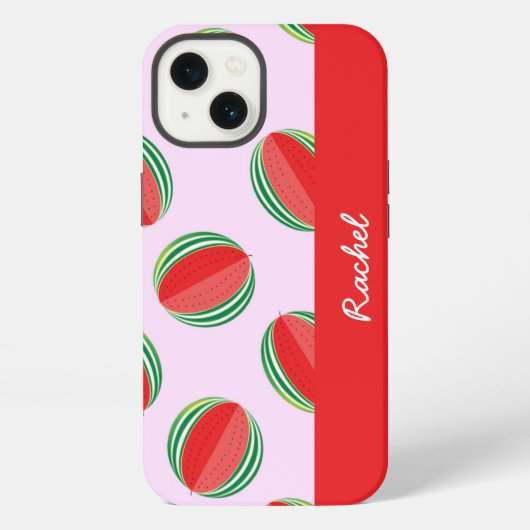 ピンクのスイカのスライス模様 iPhoneケース (裏面)