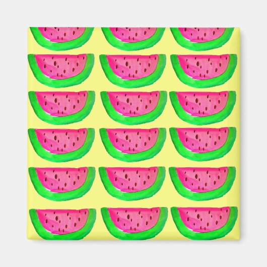 ピンクのスイカのフルーツポップ・アートのアートマグネット マグネット (正面)