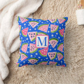 ピンクのスイカの果実スライス星パターンモノグラム クッション (ブランケット)