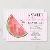 ピンクのスイカをテーマにしたベビーシャワー招待状 招待状 (正面)