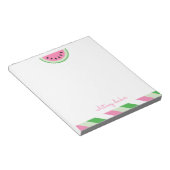 ピンクのスイカストライプのパーソナライズされたメモ帳 ノートパッド (アングル)