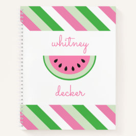 ピンクのスイカストライプのパーソナライズされた手帳 ノートブック