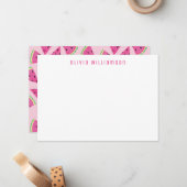 ピンクのスイカパーソナライズされた実 ノートカード (正面/裏面インサイチュ)