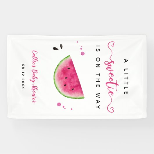 ピンクのスイカ小さな甘い赤ちゃんシャワーようこそ 横断幕 (横)