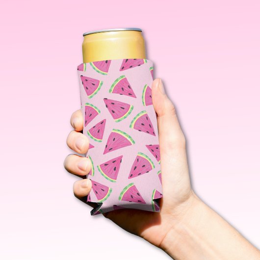 ピンクのスイカ柄 スリム缶クーラー