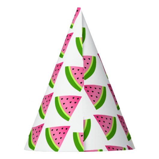 ピンクのスイカ模様 パーティーハット (裏面)