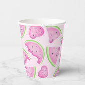 ピンクのスイカ紙カップ – 夏の誕生日パーティー 紙コップ (正面)