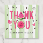 ピンクのスイカ、かわいい夏の誕生日ありがとう フェイバータグ (裏面)