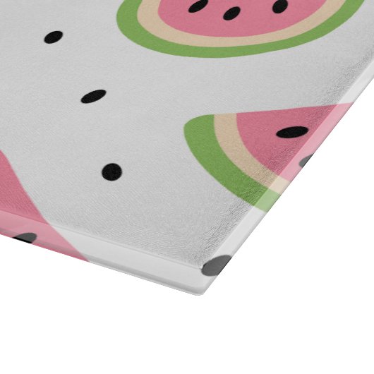 ピンクのスイカ、スイカの種子、夏のパターン カッティングボード (角)