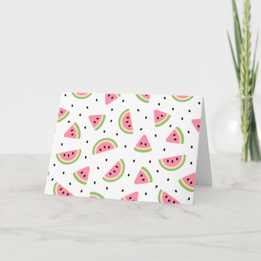 ピンクのスイカ、スイカの種子、夏のパターン カード (正面)