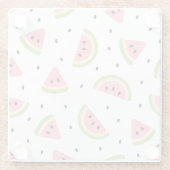 ピンクのスイカ、スイカの種子、夏のパターン ガラスコースター (裏面)