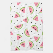 ピンクのスイカ、スイカの種子、夏のパターン キッチンタオル (縦)