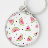 ピンクのスイカ、スイカの種子、夏のパターン キーホルダー (正面)
