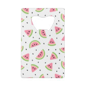 ピンクのスイカ、スイカの種子、夏のパターン クレジットカード栓抜き (裏面)