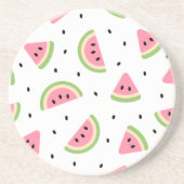 ピンクのスイカ、スイカの種子、夏のパターン コースター (正面)