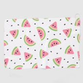 ピンクのスイカ、スイカの種子、夏のパターン ゴルフタオル (横)