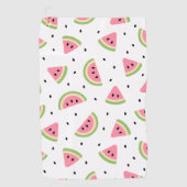 ピンクのスイカ、スイカの種子、夏のパターン ゴルフタオル (正面)