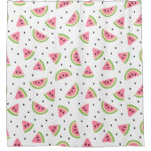 ピンクのスイカ、スイカの種子、夏のパターン シャワーカーテン (正面)