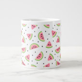 ピンクのスイカ、スイカの種子、夏のパターン ジャンボコーヒーマグカップ (正面)