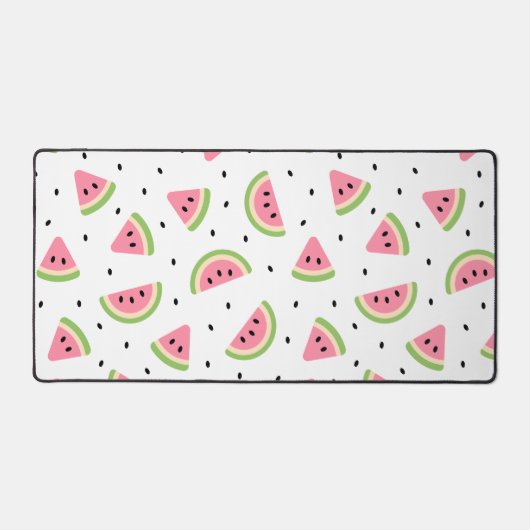 ピンクのスイカ、スイカの種子、夏のパターン デスクマット (正面)
