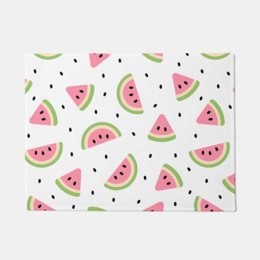 ピンクのスイカ、スイカの種子、夏のパターン ドアマット (正面)