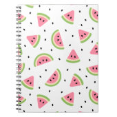 ピンクのスイカ、スイカの種子、夏のパターン ノートブック (正面)