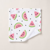 ピンクのスイカ、スイカの種子、夏のパターン バスタオルセット (ウォッシュタオル)
