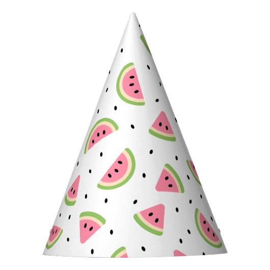 ピンクのスイカ、スイカの種子、夏のパターン パーティーハット (正面)