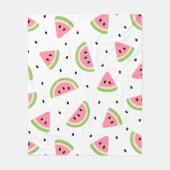 ピンクのスイカ、スイカの種子、夏のパターン フリースブランケット (正面)