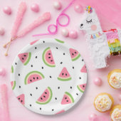 ピンクのスイカ、スイカの種子、夏のパターン ペーパープレート (パーティー)