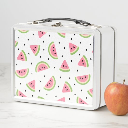 ピンクのスイカ、スイカの種子、夏のパターン メタルランチボックス (インサイチュ)