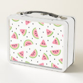 ピンクのスイカ、スイカの種子、夏のパターン メタルランチボックス (裏面)