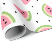 ピンクのスイカ、スイカの種子、夏のパターン ラッピングペーパー (ロールコーナー)