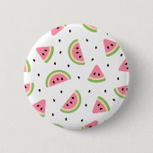 ピンクのスイカ、スイカの種子、夏のパターン 缶バッジ (正面)