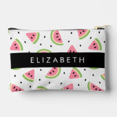 ピンクのスイカ、スイカの種、あなたの名前 アクセサリーポーチ (裏面)