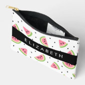 ピンクのスイカ、スイカの種、あなたの名前 アクセサリーポーチ (見開き)