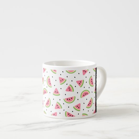 ピンクのスイカ、スイカの種、あなたの名前 エスプレッソカップ (正面右)