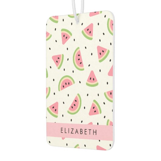 ピンクのスイカ、スイカの種、あなたの名前 カーエアーフレッシュナー (左)