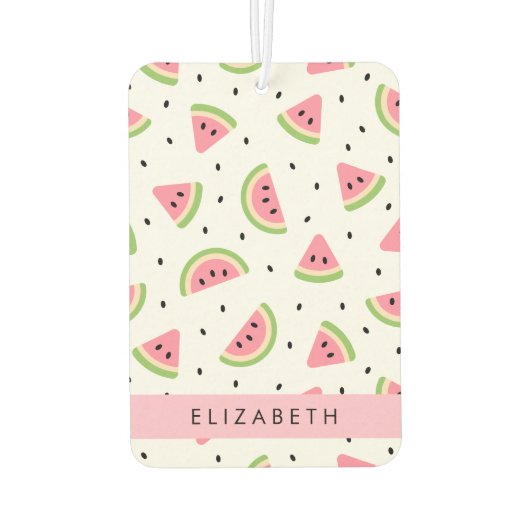 ピンクのスイカ、スイカの種、あなたの名前 カーエアーフレッシュナー (裏面)