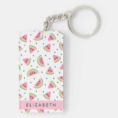 ピンクのスイカ、スイカの種、あなたの名前 キーホルダー (裏面)