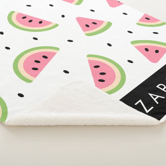 ピンクのスイカ、スイカの種、あなたの名前 シェルパブランケット (3/4)